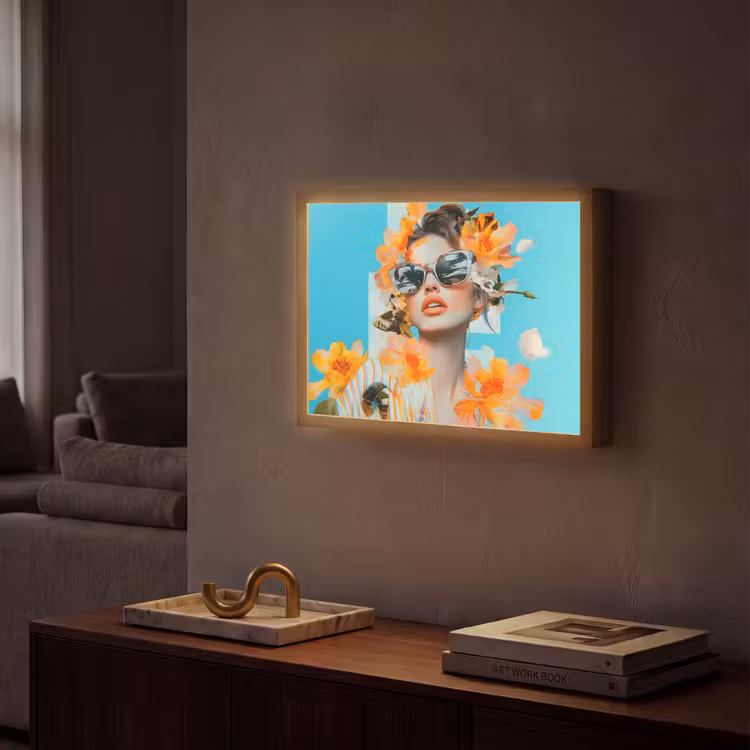 Lightbox - Wandlamp - Bloemen - Vrouw - Zonnebril - Blauw — 2