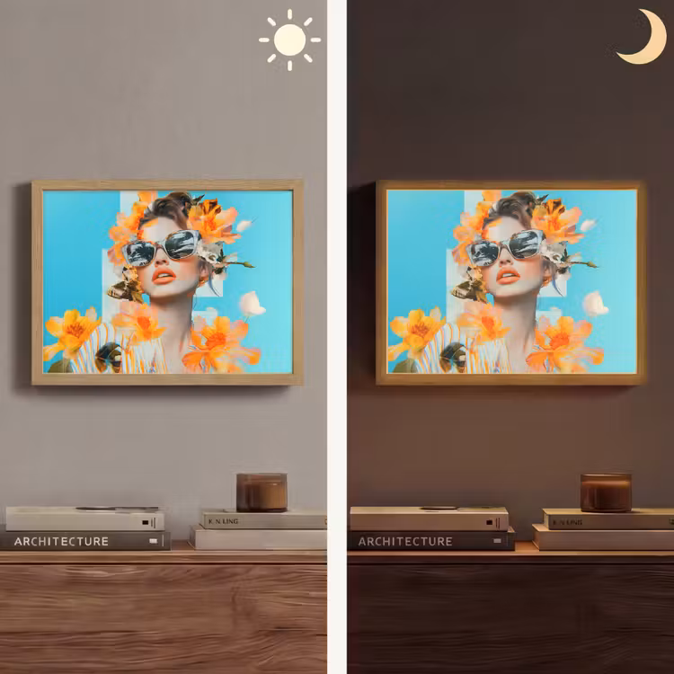 Lightbox - Wandlamp - Bloemen - Vrouw - Zonnebril - Blauw — 6