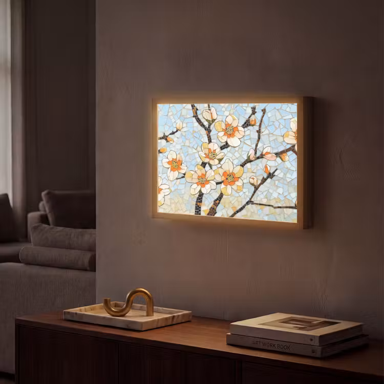 Lightbox - Wandlamp - Bloesems - Wit - Mozaïek - Tak — 2