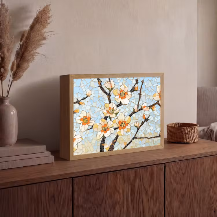 Lightbox - Wandlamp - Bloesems - Wit - Mozaïek - Tak — 4