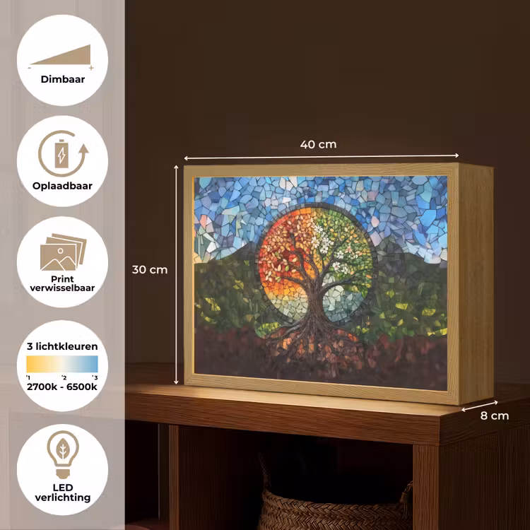 Lightbox - Wandlamp - Boom - Seizoenen - Mozaïek - Bergen — 10