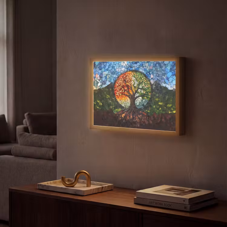 Lightbox - Wandlamp - Boom - Seizoenen - Mozaïek - Bergen — 2