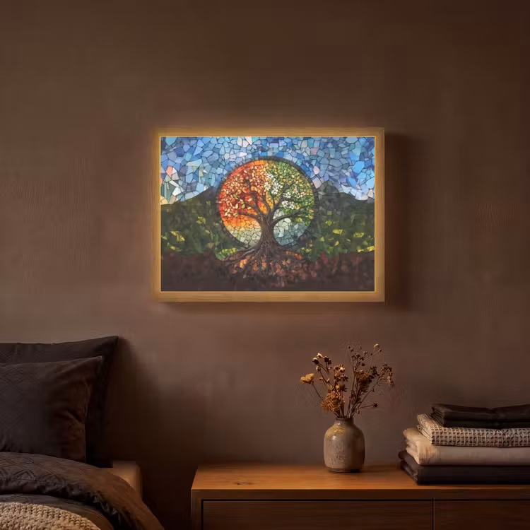 Lightbox - Wandlamp - Boom - Seizoenen - Mozaïek - Bergen — 3