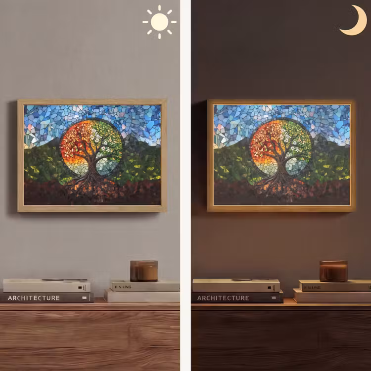 Lightbox - Wandlamp - Boom - Seizoenen - Mozaïek - Bergen — 6