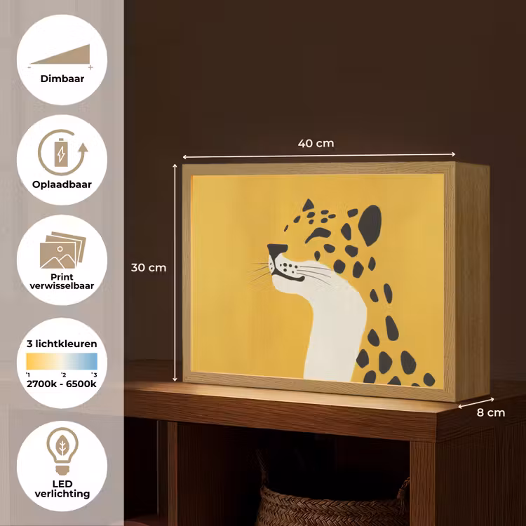 Lightbox - Wandlamp - Cheetah - Illustratie - Geel — 10