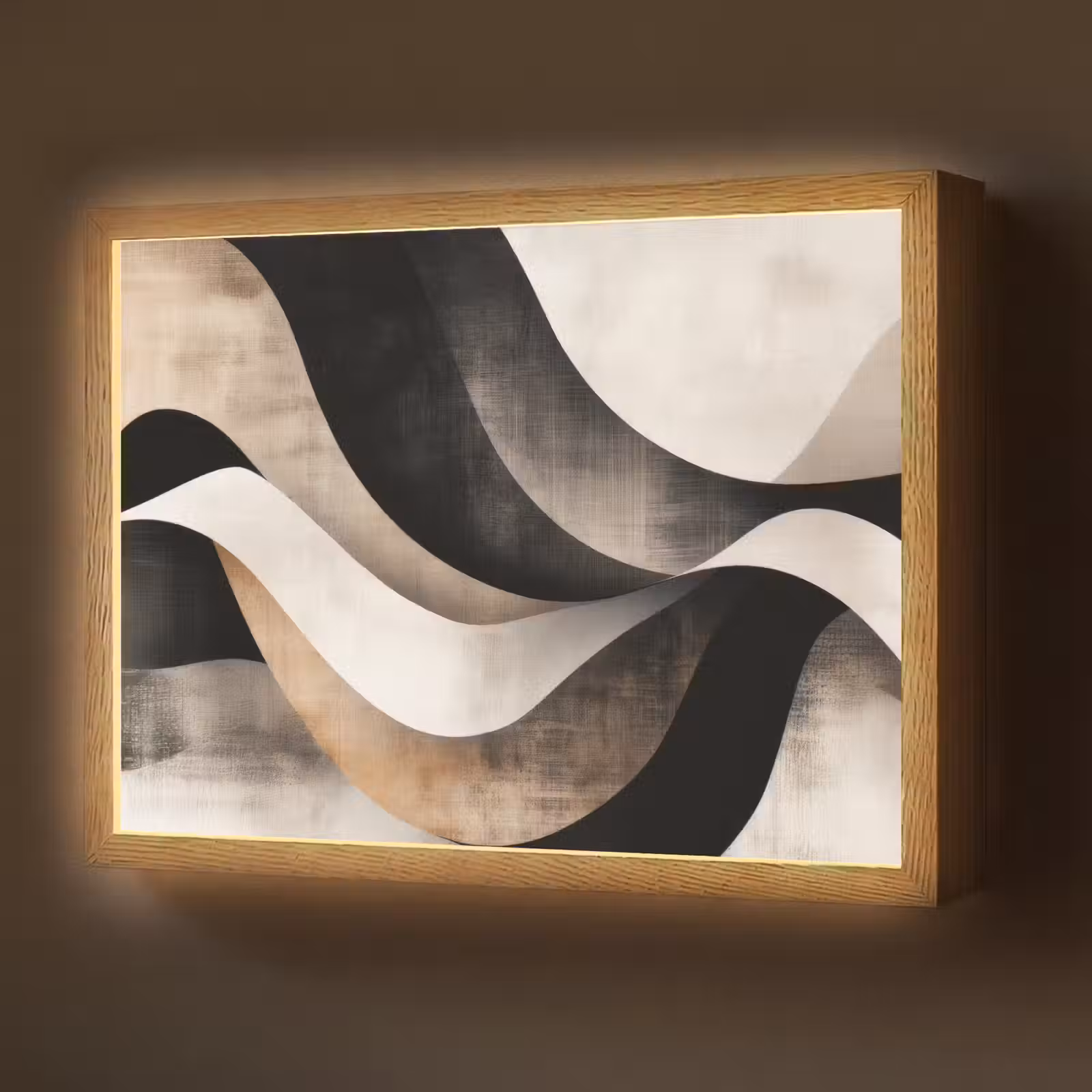 Lightbox - Wandlamp - Abstract - Golven - Zwart - Verweerd — 1
