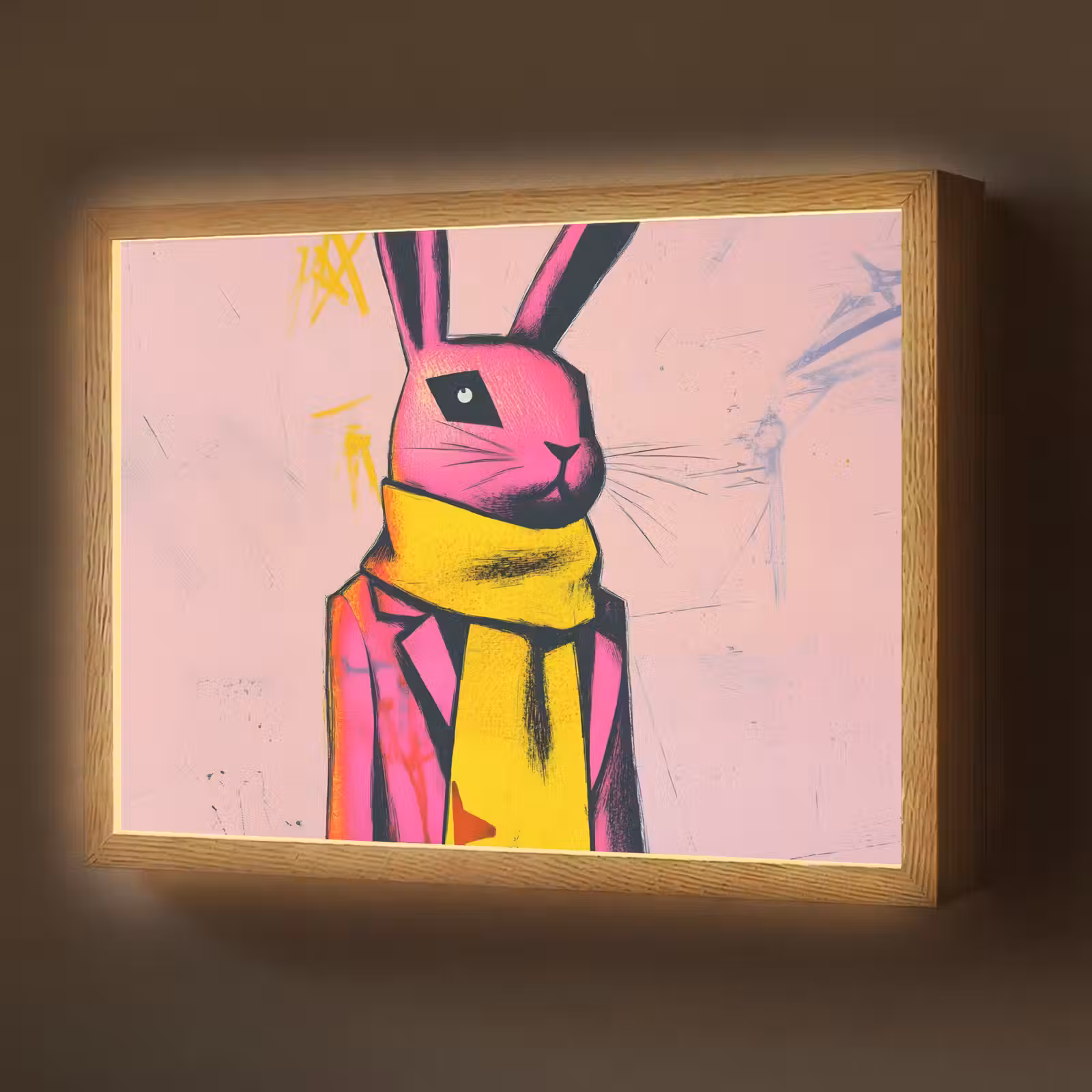Lightbox - Wandlamp - Abstract - Konijn - Sjaal - Geel — 1