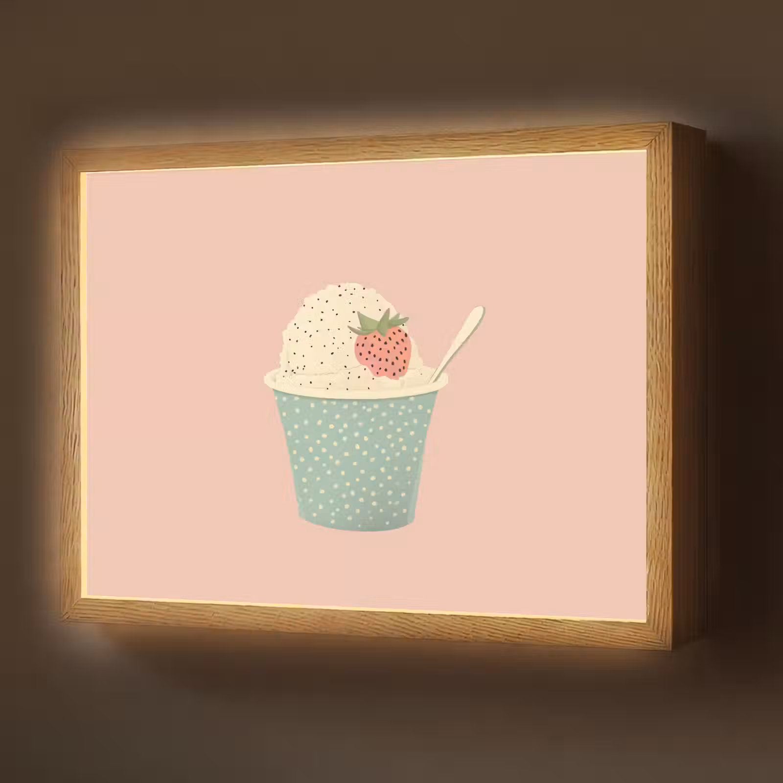 Lightbox - Wandlamp - Bakje - Ijs - Aardbei - Roze — 1