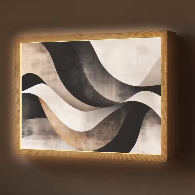 Lightbox - Wandlamp - Abstract - Golven - Zwart - Verweerd — 1