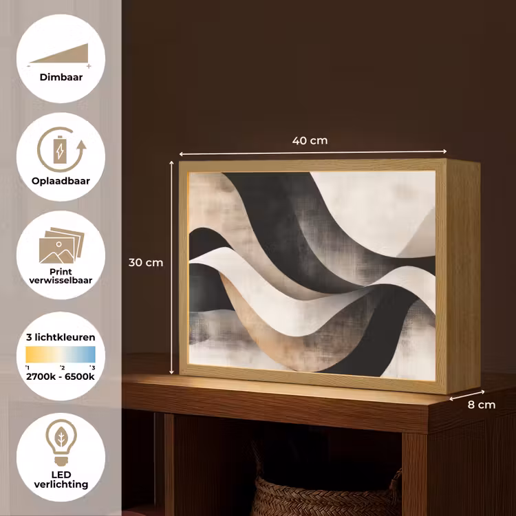Lightbox - Wandlamp - Abstract - Golven - Zwart - Verweerd — 10