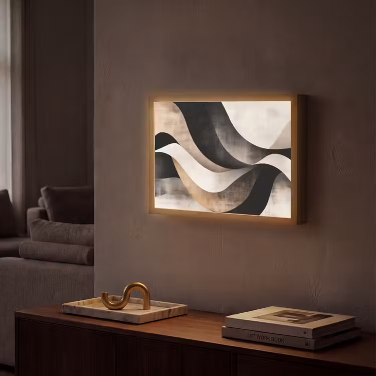 Lightbox - Wandlamp - Abstract - Golven - Zwart - Verweerd — 2