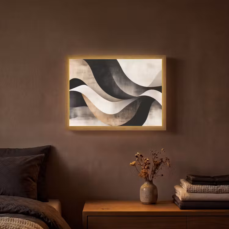 Lightbox - Wandlamp - Abstract - Golven - Zwart - Verweerd — 3