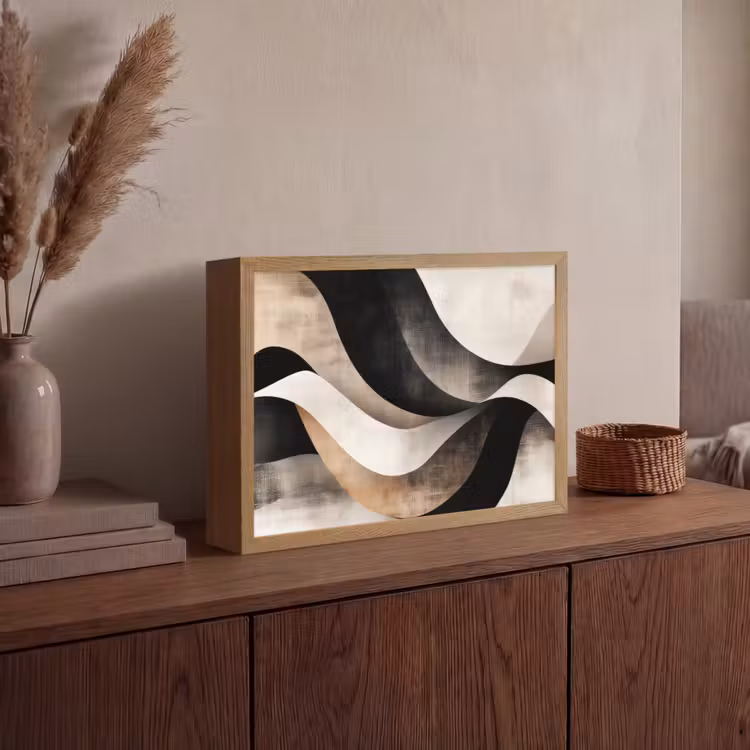 Lightbox - Wandlamp - Abstract - Golven - Zwart - Verweerd — 4