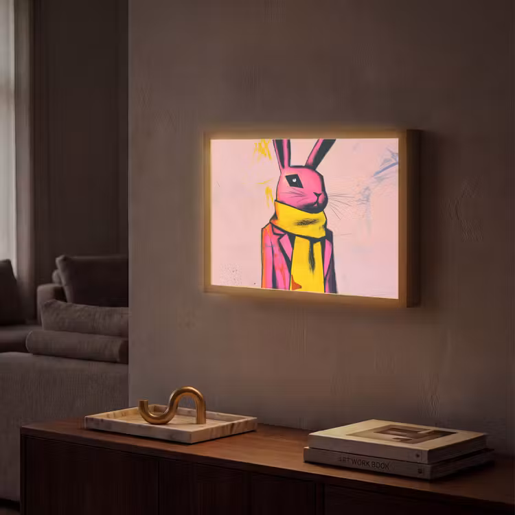 Lightbox - Wandlamp - Abstract - Konijn - Sjaal - Geel — 2