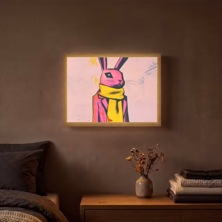 Lightbox - Wandlamp - Abstract - Konijn - Sjaal - Geel — 3