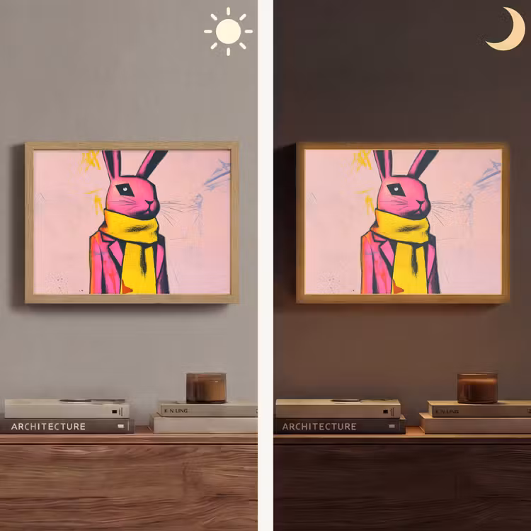 Lightbox - Wandlamp - Abstract - Konijn - Sjaal - Geel — 6
