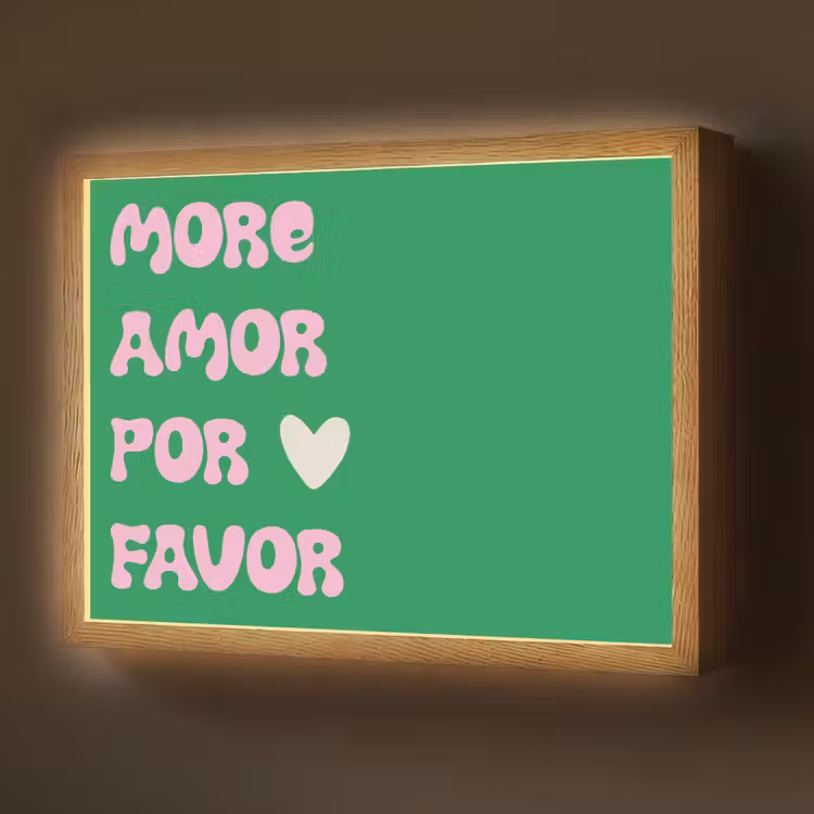 Lightbox - Wandlamp - Amor - Valentijn - Groen - Tekst — 1