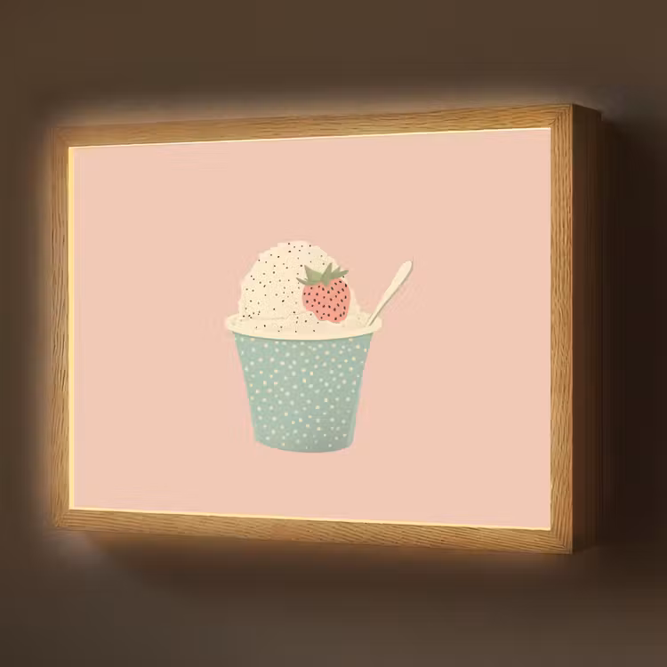 Lightbox - Wandlamp - Bakje - Ijs - Aardbei - Roze — 1