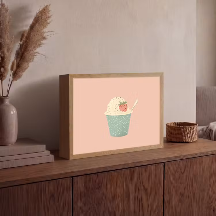 Lightbox - Wandlamp - Bakje - Ijs - Aardbei - Roze — 4
