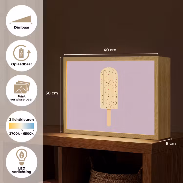 Lightbox - Wandlamp - Beige - Ijsje - Spikkels — 10