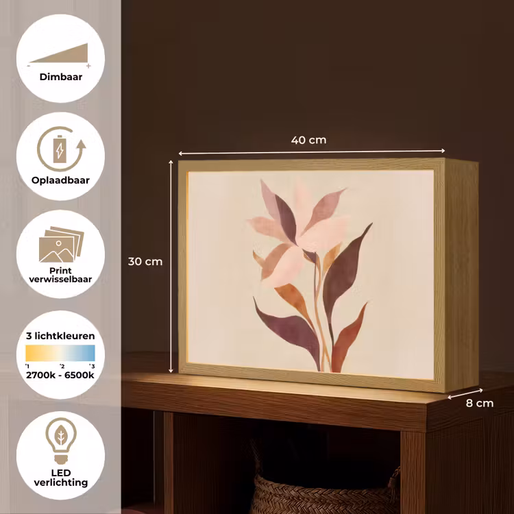 Lightbox - Wandlamp - Bloemen - Blaadjes - Minimalistisch - Roze — 10