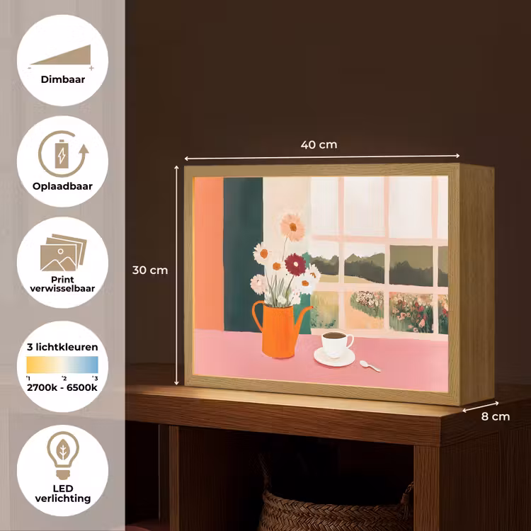 Lightbox - Wandlamp - Bloemen - Koffie - Raam — 10