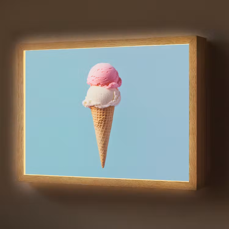 Lightbox - Wandlamp - Bolletjes - Schepijs - Hoorntje - Blauw — 1