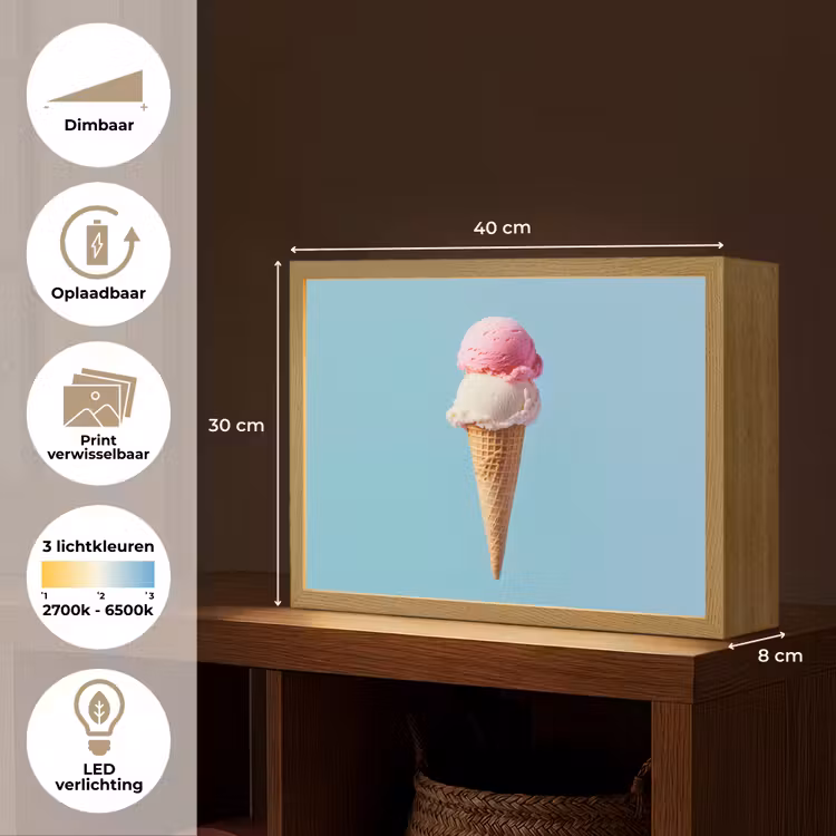 Lightbox - Wandlamp - Bolletjes - Schepijs - Hoorntje - Blauw — 10