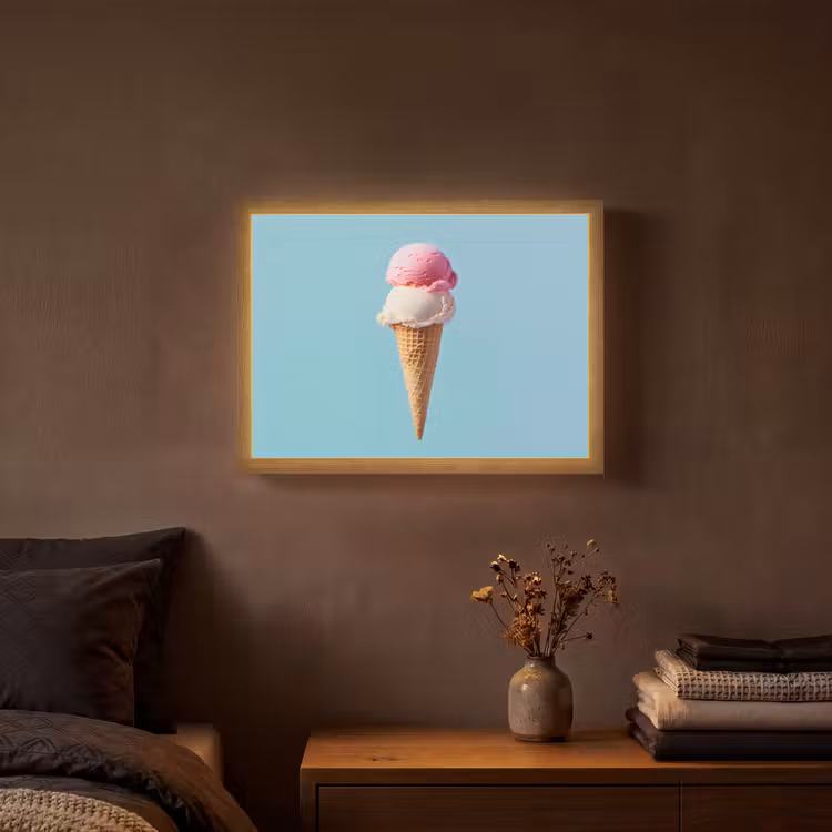 Lightbox - Wandlamp - Bolletjes - Schepijs - Hoorntje - Blauw — 3