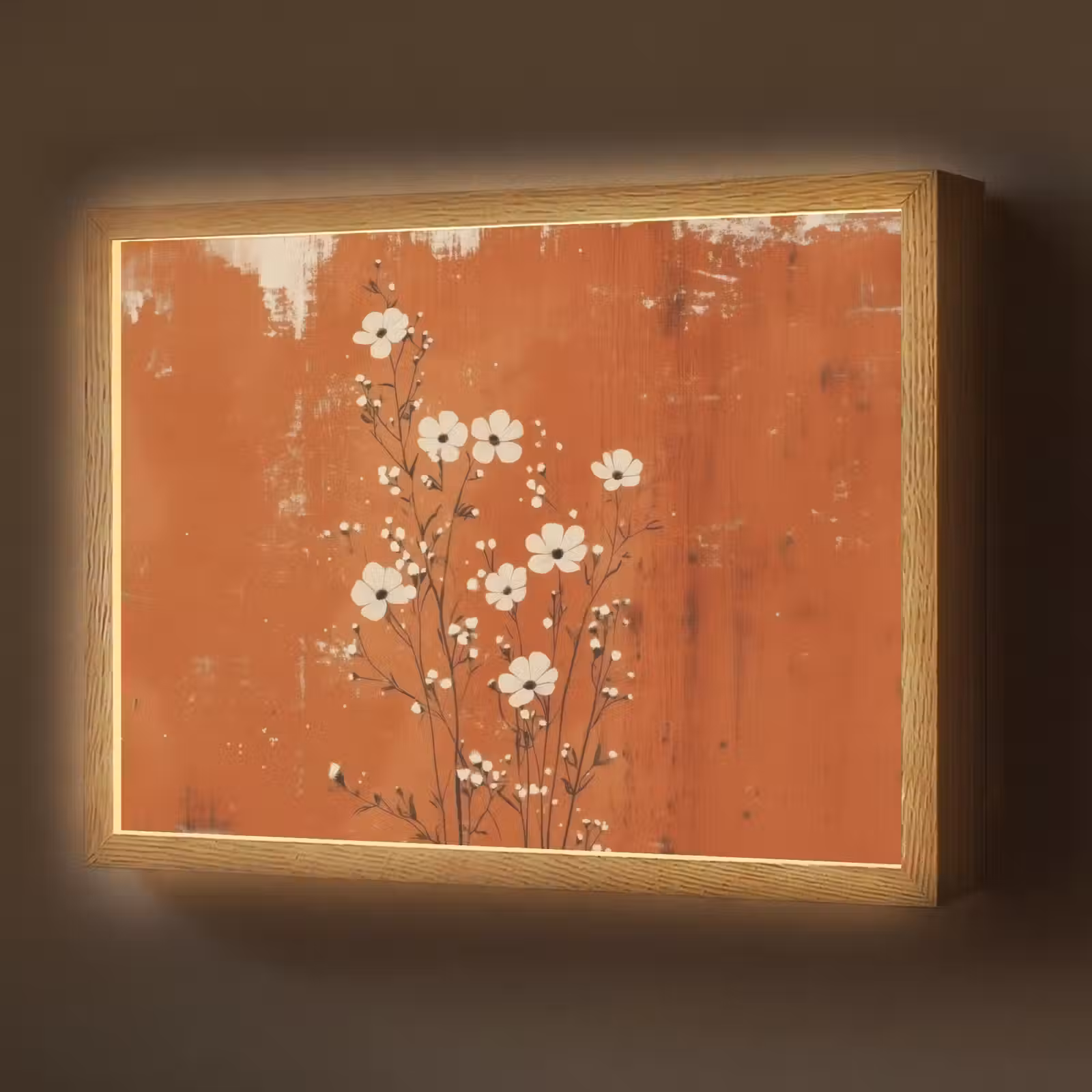Lightbox - Wandlamp - Bloemen - Wit - Subtiel - Roestkleur — 1