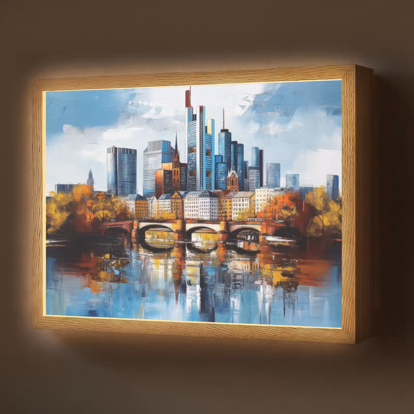 Lightbox - Wandlamp - Bomen Frankfurt- Stad - Skyline - Brug — 1