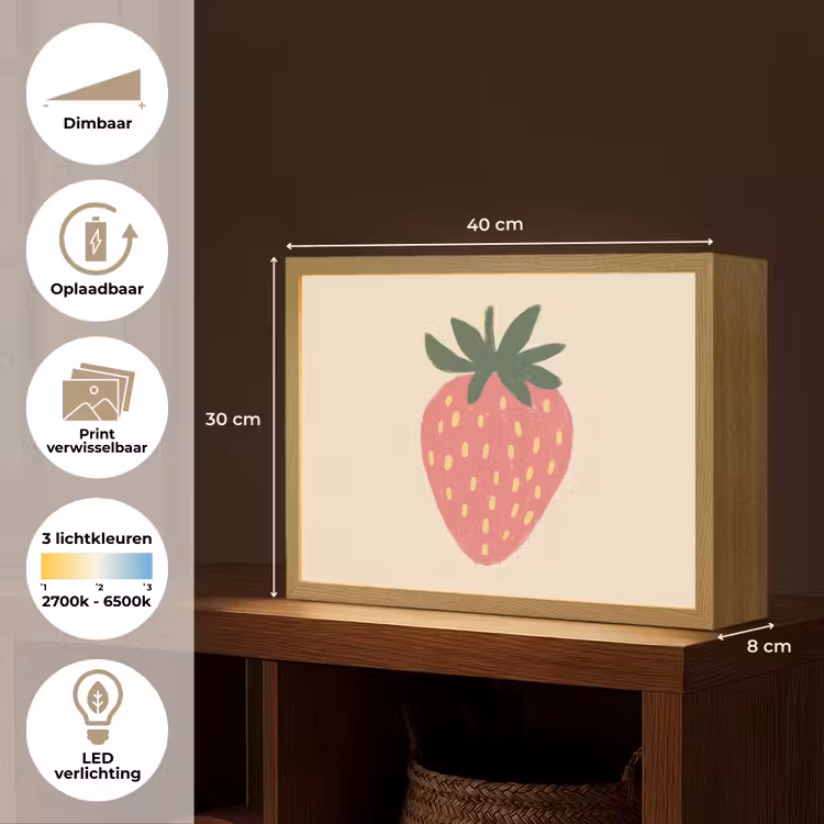 Lightbox - Wandlamp - Aardbei - Minimalistisch - Rood - Fruit — 10