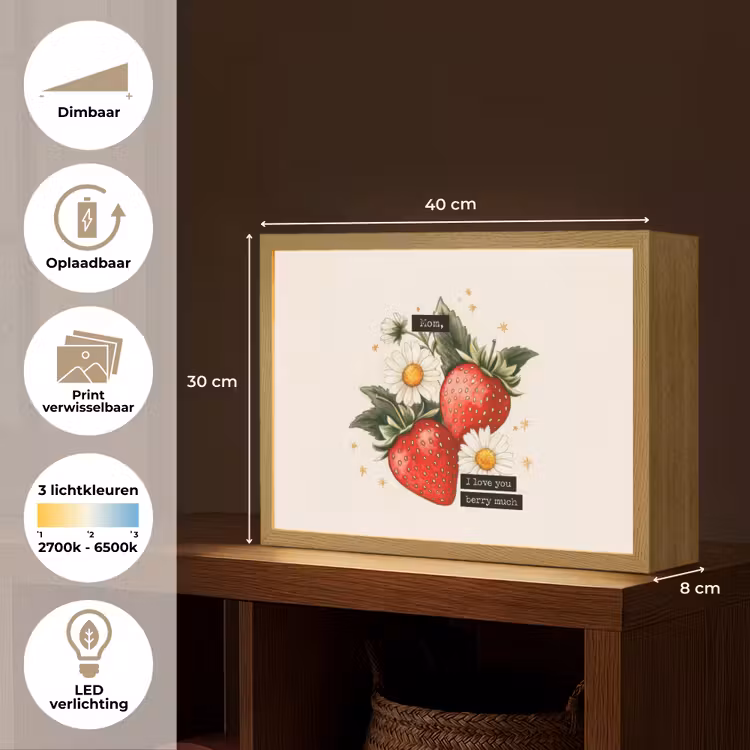 Lightbox - Wandlamp - Aardbeien - Madeliefjes - Quote - Sterretjes — 10