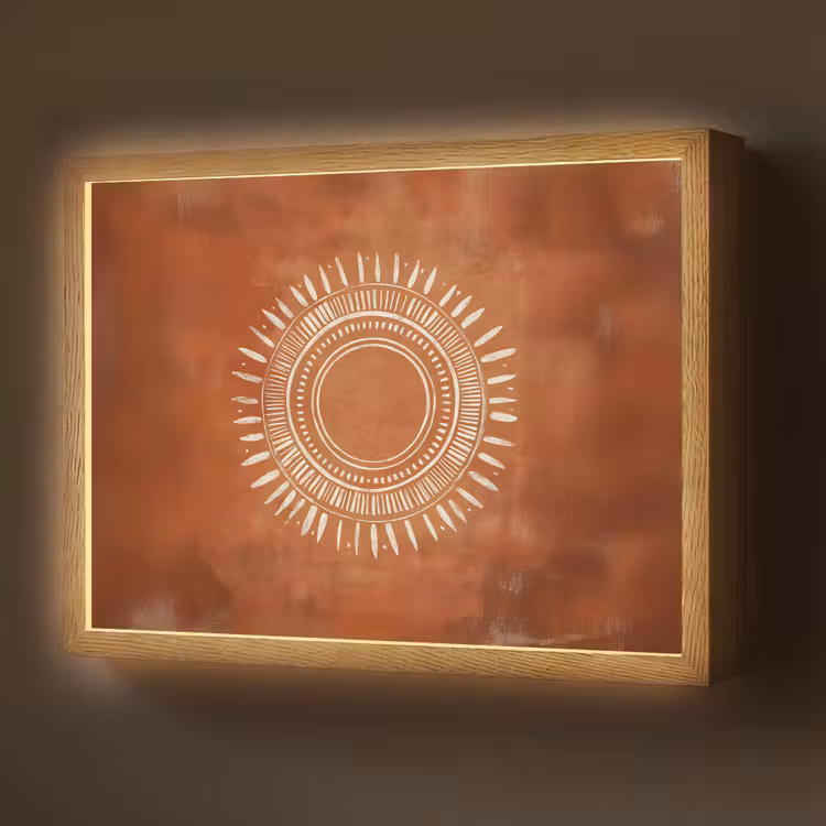 Lightbox - Wandlamp - Abstract - Lijnen - Zonnestralen - Roodbruin — 1