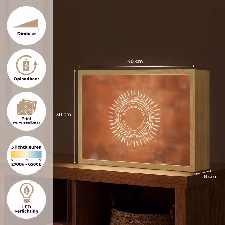 Lightbox - Wandlamp - Abstract - Lijnen - Zonnestralen - Roodbruin — 10