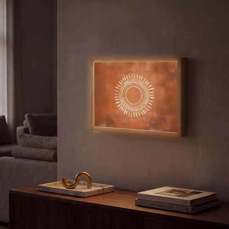 Lightbox - Wandlamp - Abstract - Lijnen - Zonnestralen - Roodbruin — 2