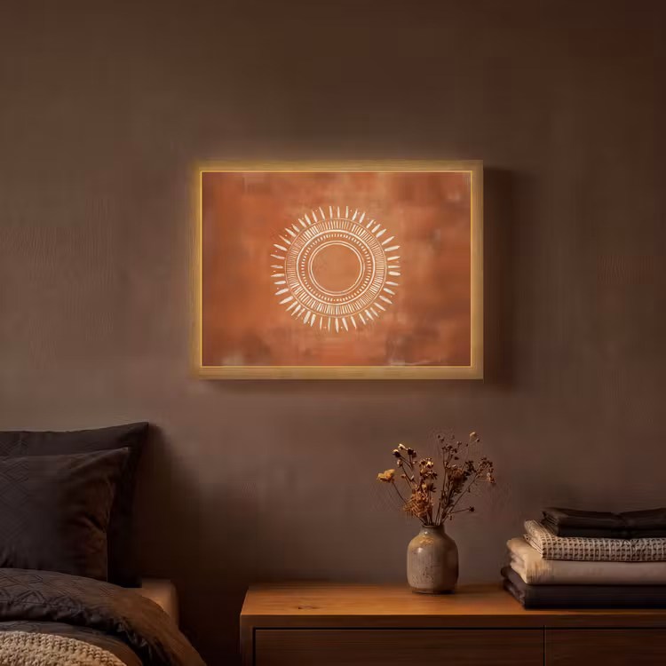 Lightbox - Wandlamp - Abstract - Lijnen - Zonnestralen - Roodbruin — 3