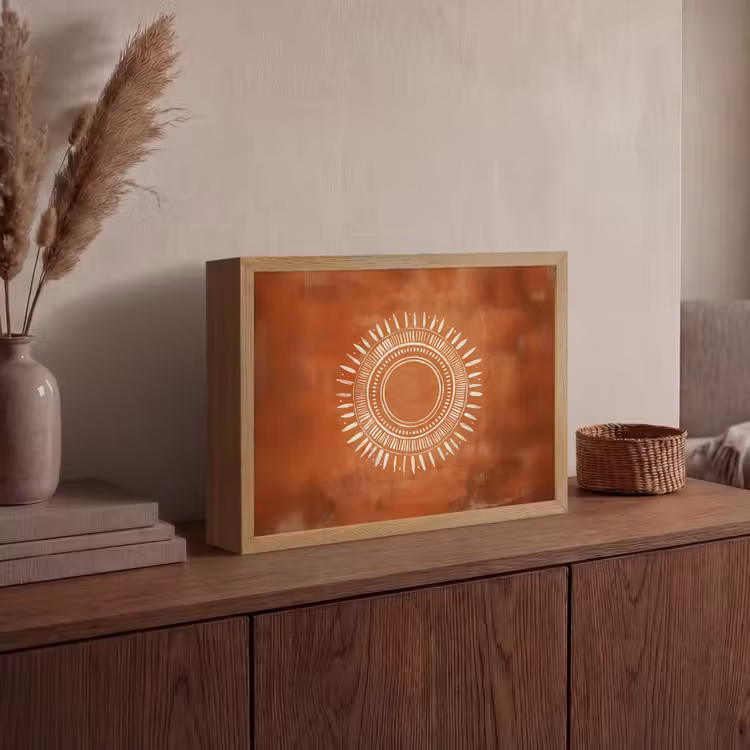 Lightbox - Wandlamp - Abstract - Lijnen - Zonnestralen - Roodbruin — 4