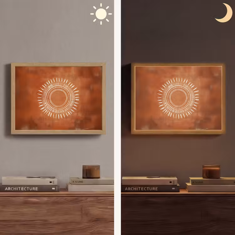 Lightbox - Wandlamp - Abstract - Lijnen - Zonnestralen - Roodbruin — 6
