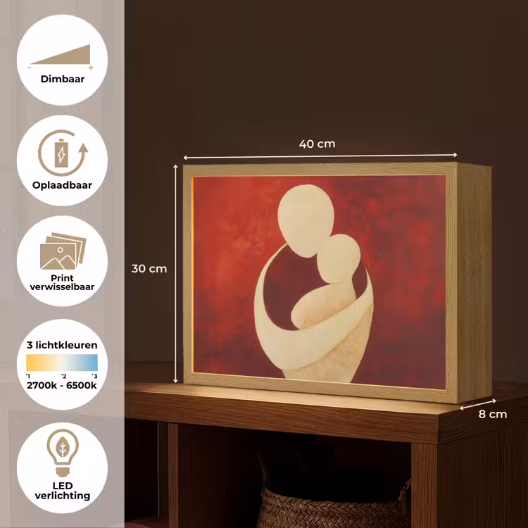 Lightbox - Wandlamp - Abstract - Moeder - Kind - Rood — 10