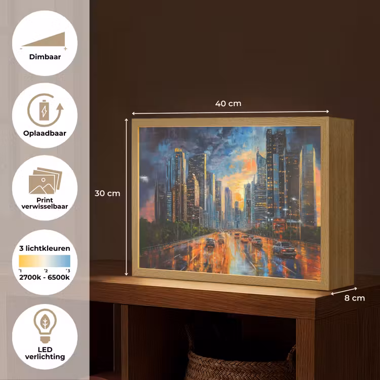 Lightbox - Wandlamp - Auto - Skyline - Zon - Blauw — 10