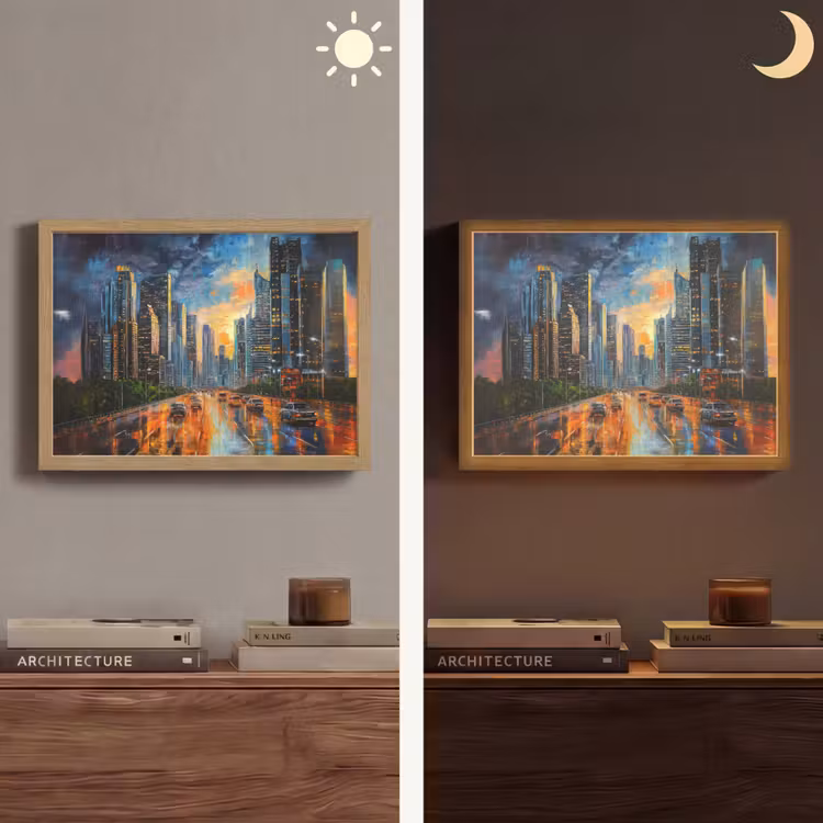Lightbox - Wandlamp - Auto - Skyline - Zon - Blauw — 6