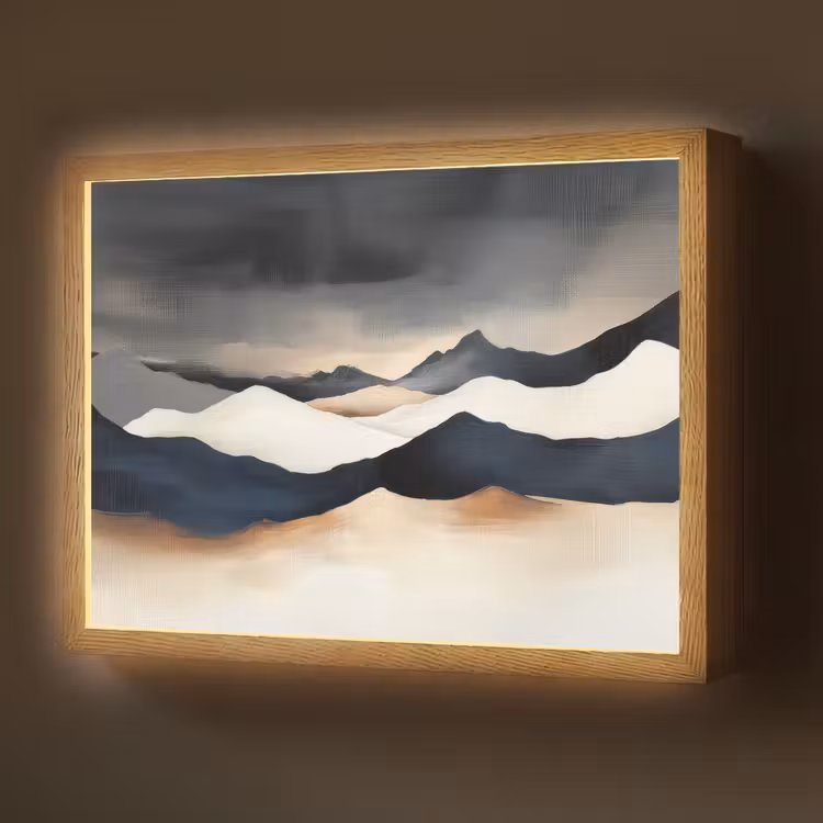 Lightbox - Wandlamp - Bergen - Donkerblauw - Landschap — 1