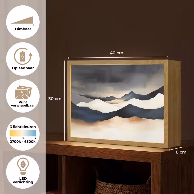 Lightbox - Wandlamp - Bergen - Donkerblauw - Landschap — 10