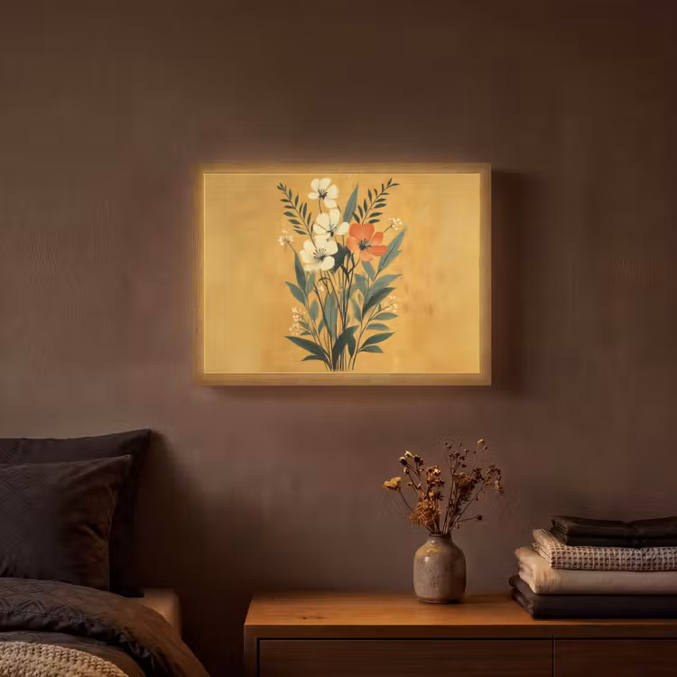 Lightbox - Wandlamp - Bladeren - Boeket - Bloemen - Geel — 3