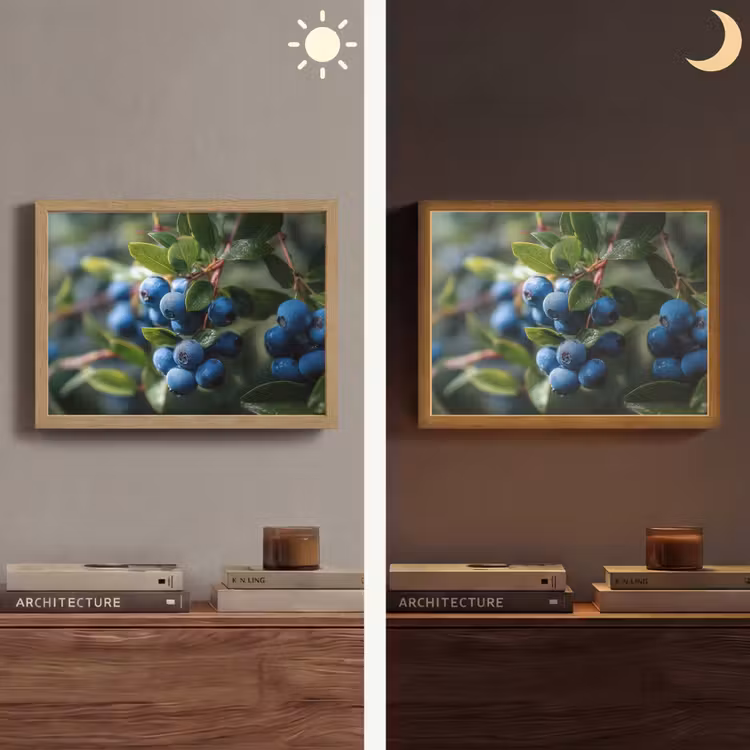 Lightbox - Wandlamp - Blauwe bessen - Dauwdruppels - Natuurlijk licht — 6
