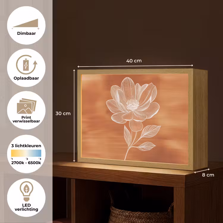 Lightbox - Wandlamp - Bloem - Minimalistisch - Wit — 10