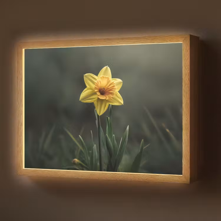 Lightbox - Wandlamp - Bloem - Narcis - Gras - Geel — 1
