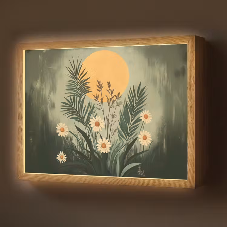 Lightbox - Wandlamp - Bloemen - Bladeren - Zon - Groen — 1