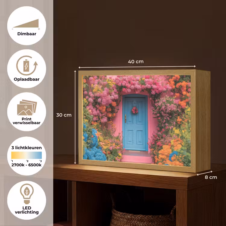 Lightbox - Wandlamp - Bloemen - Deur - Roze — 10